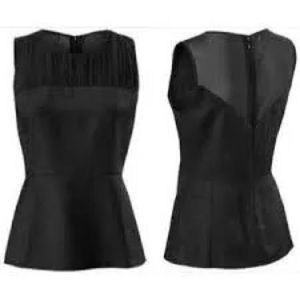 Cabi Bustier Peplum Top, Black Snake-skin texture, size 4